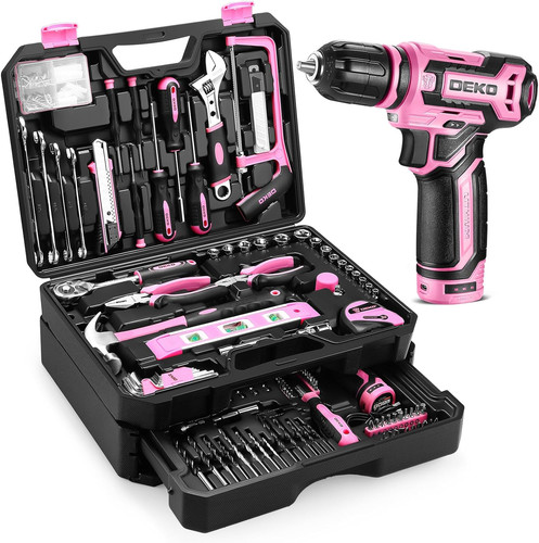 Pink tool kit box drill - kit,